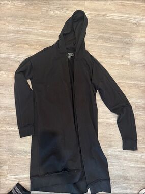 Forever 21 Black Lightweight Hooded Shirt Jacket